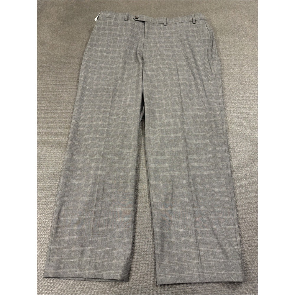 New Ralph Lauren Gray Plaid Comfort Flex Flat Front Dress Pants Men's Size 40x32